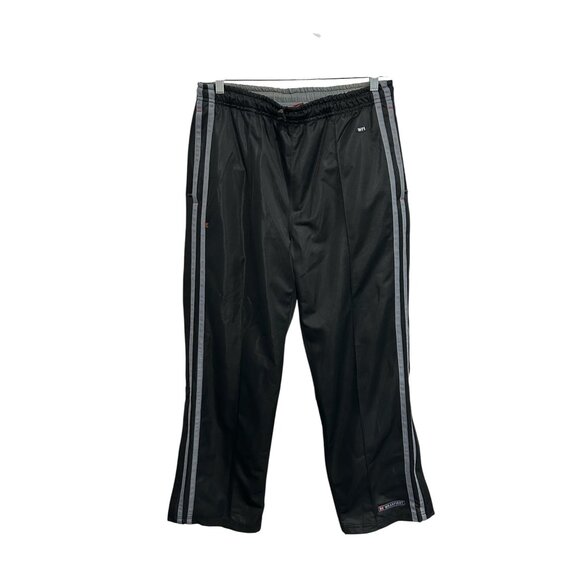 Wearfirst Black Track Pants With Gray Stripes Zip Pockets Size Medium - Picture 1 of 9